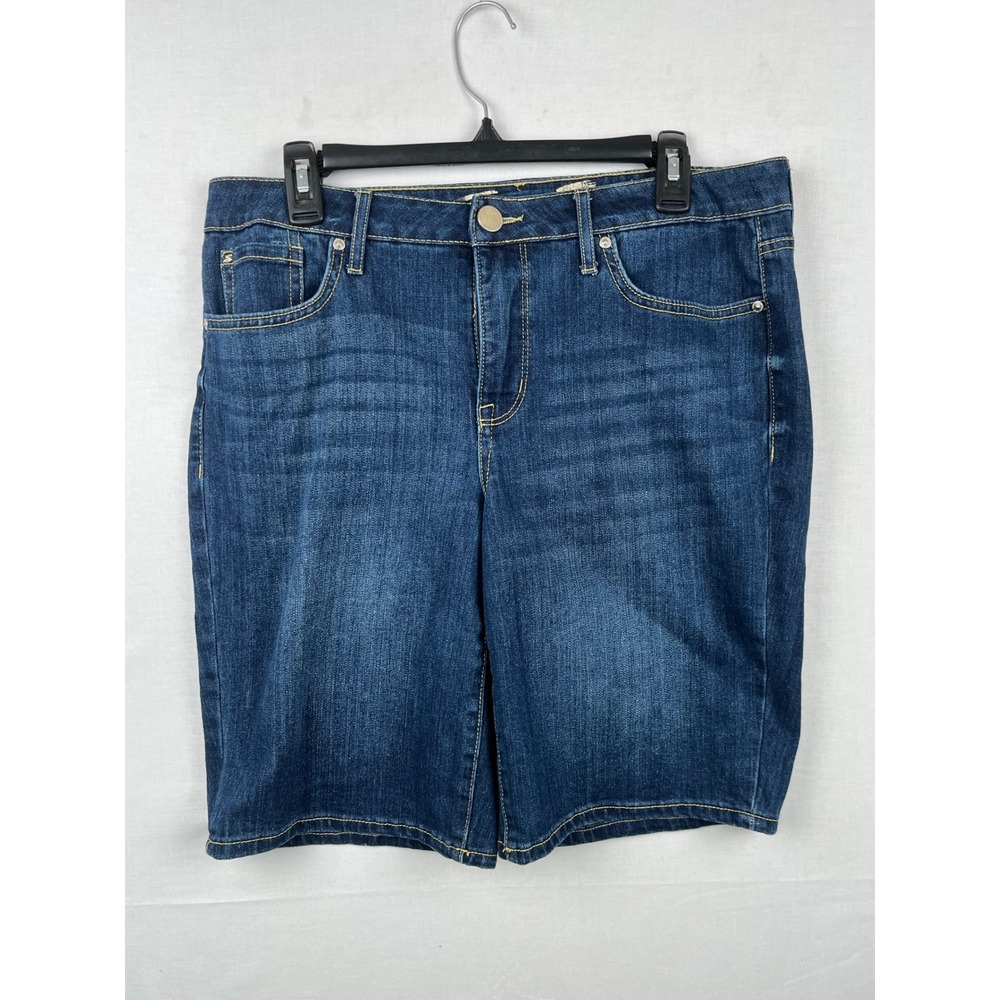 Seven7 Denim Bermuda Shorts Womens Size 10 Dark Wash Stretch Blue